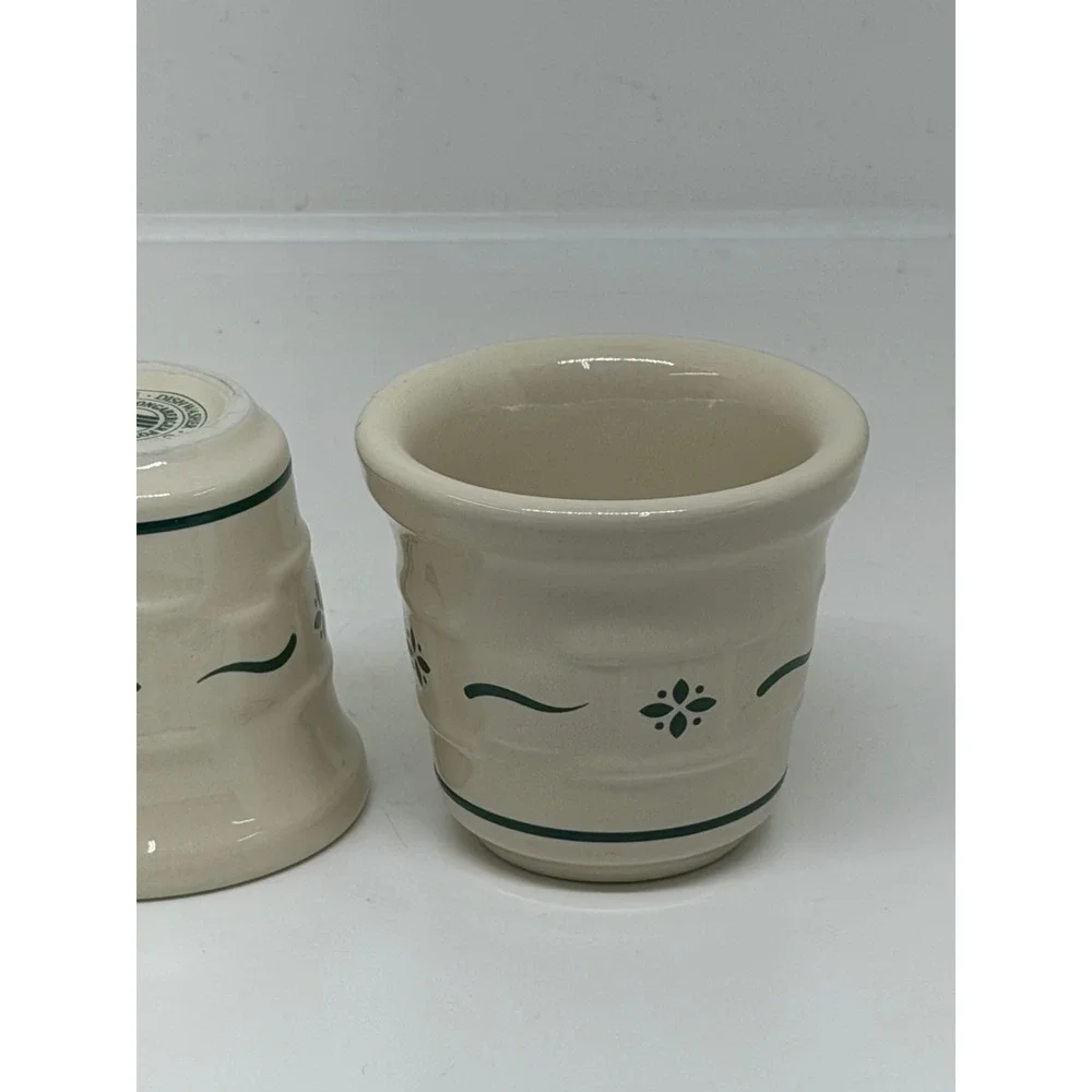 Longaberger Votive Candle Holder Green Woven Traditions Heritage‎ Pottery Set 2